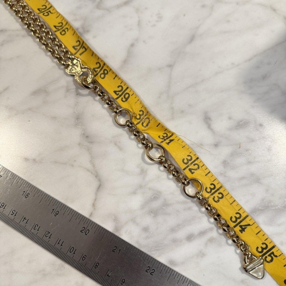 Vintage 35" Chunky Double Strand Rings Gold Tone Chain Fashion Belt Runway - Picture 10 of 12